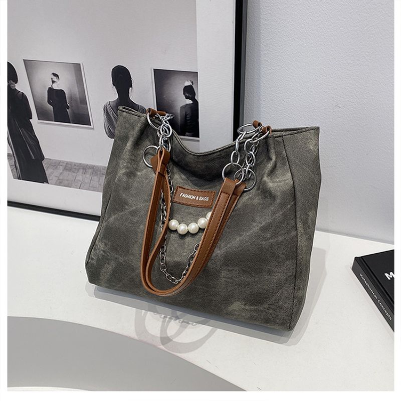 

Причудливые Ретро Сумки на Одно Плечо Большого Размера Женские 2024 Новое Поступление Модные Модные Все-Сочетаемые Повседневные Большой Вместимости Сумки-Тоут для Поездок на Работу 1089 black [send pearl chain]]