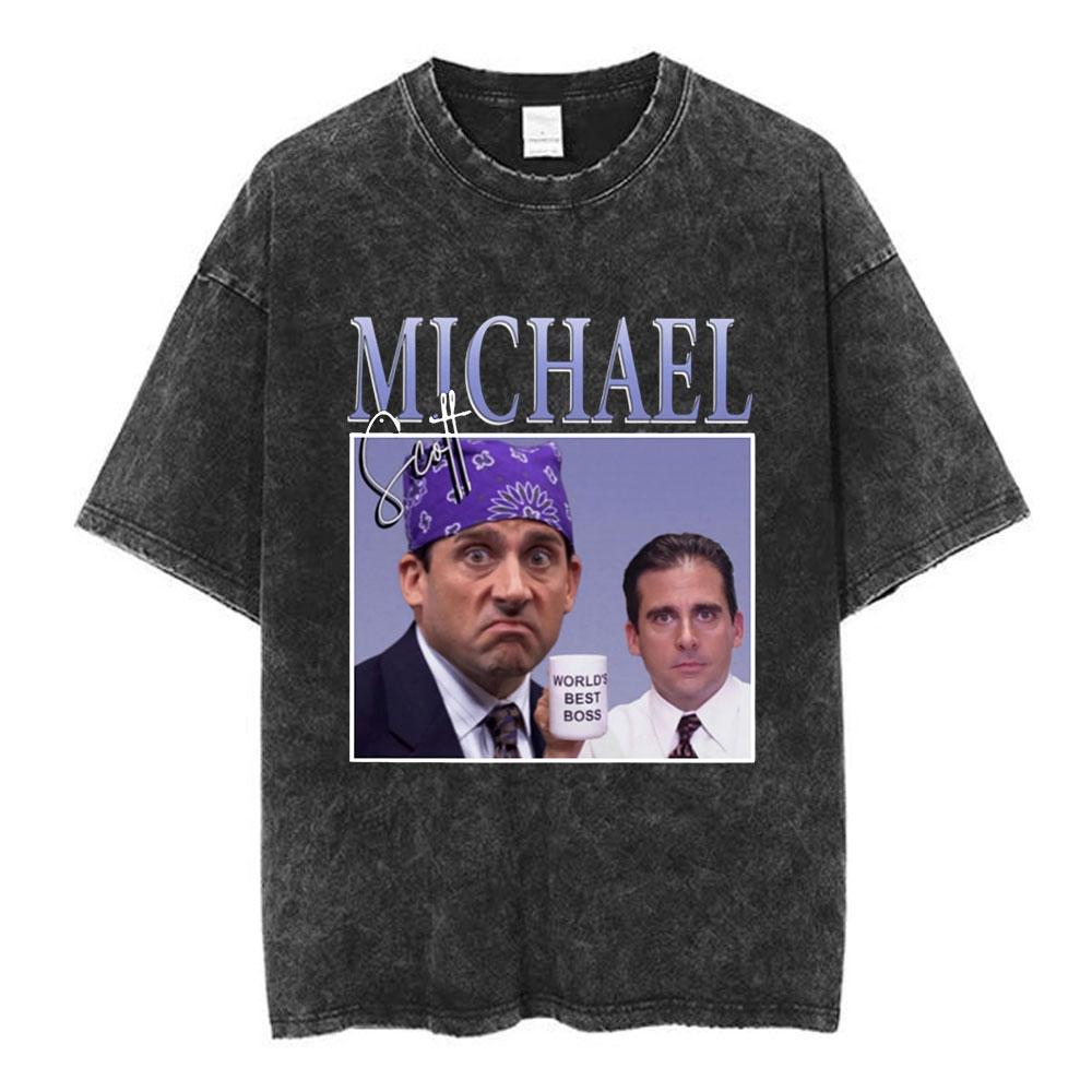 2026 Hot Sale TV Series The Office Dunder Mifflin Dwight Tv Show Scranton Washed T-shirts Men Women Cotton Casual Short Sleeves Tee Shirt Streetwear