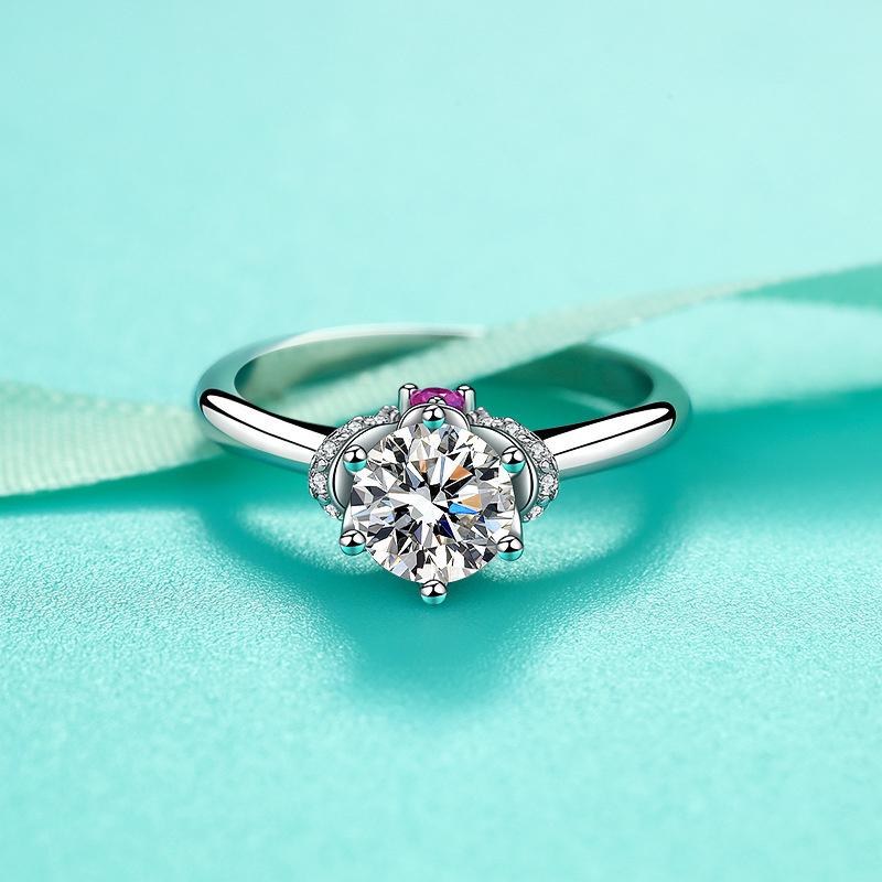 Bague Ringen Mosang Diamond Ring With Six Claws For Women With Eight Hearts And Eight Arrows Moissanite Classic