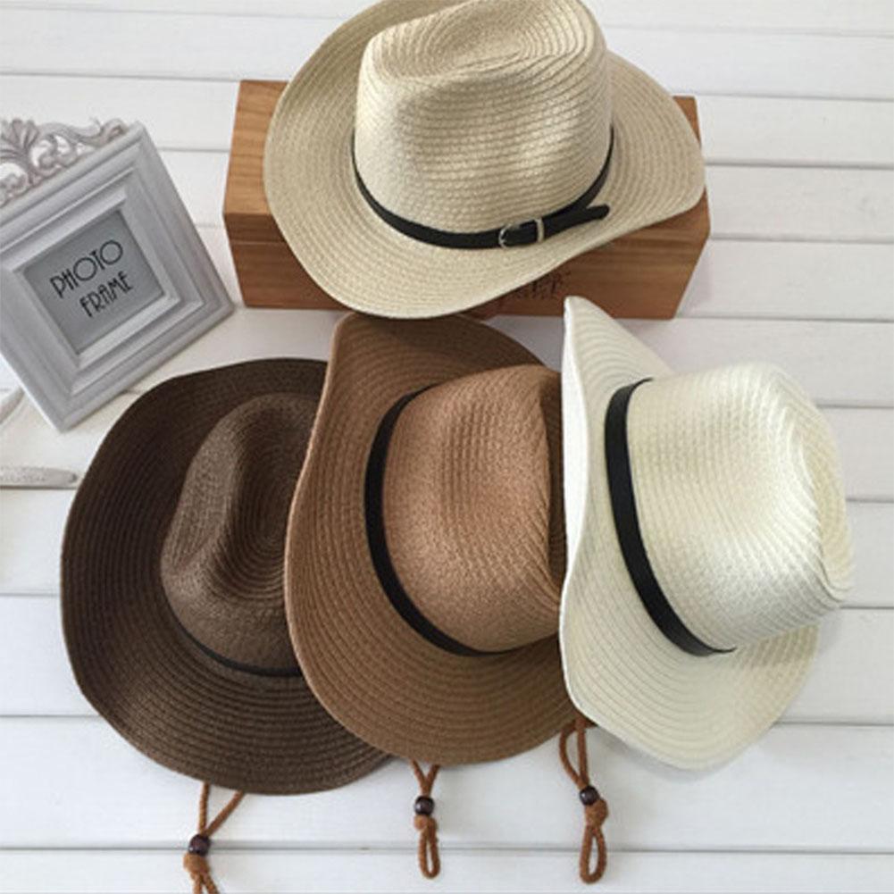 Men/Kids Big Eave Sunshade Hat Cowboy Straw Hat Cap for Mountain Climbing Jungle Hiking Beach Ultraviolet-proof Outdoor Hats