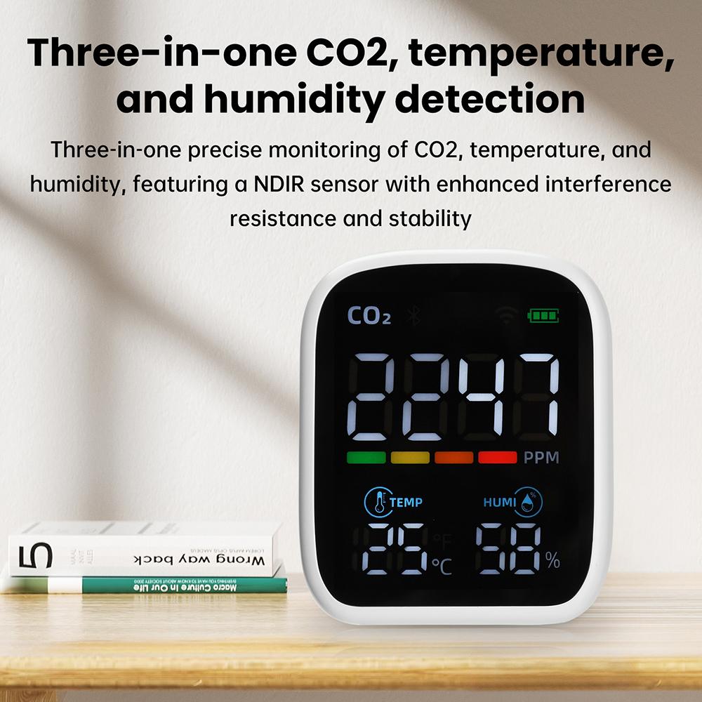 New 3 IN 1 WiFi Air Quality Monitor Triple-Sensor Smart Home CO2 Meter Temperature Humidity Detector Multifunctional NDIR Infrared Sensor for Home