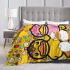 Yellow Duck Families Blanket  Warm Soft Graphic Plush Throw Blanket For Child Couch Bed Flannel Bedspread Bed Cover