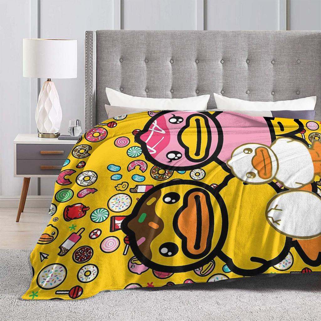 Yellow Duck Families Blanket Warm Soft Graphic Plush Throw Blanket For Child Couch Bed Flannel Bedspread Bed Cover