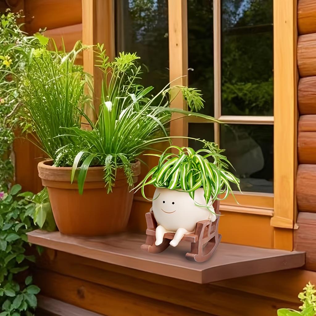 Whimsical Resin Plant Pot with Adorable Face Design-Indoor/Outdoor Decorative Vase for Succulents,Contemporary Style with Drainage Holes,Plant Decor