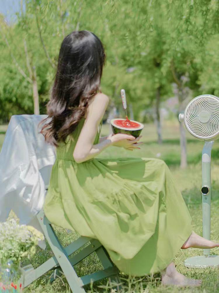 Mint Mambo Wind Grün Spaghettiträgerkleid für Damen - 2025 Sommer Strandurlaubsstil