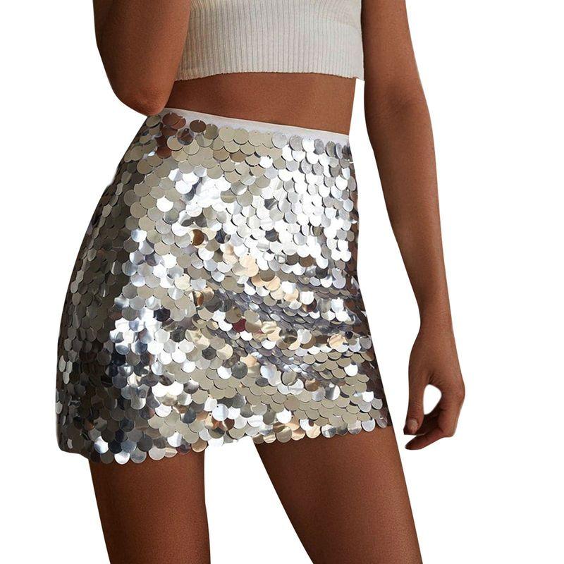 Sequin Slim Fit Short Skirt with Hip Wrap Sequin Silm Sheath Skirt