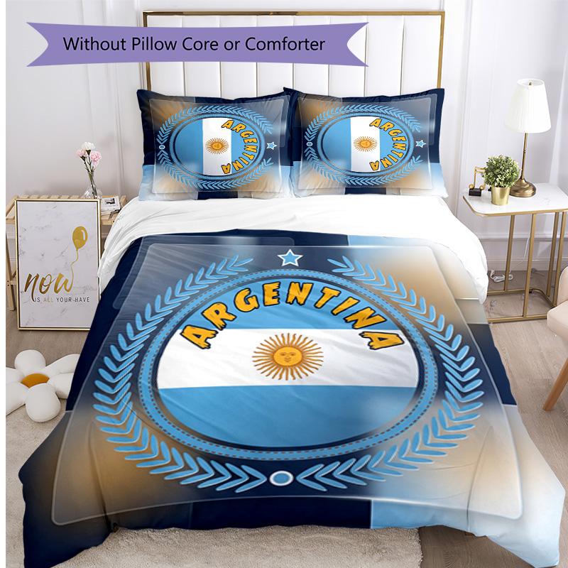 Set Biancheria da Letto Stampata Calcio Argentina 3 Pezzi Copriletto Traspirante Accogliente come Regalo per Inaugurazione Casa o Festa