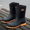 Summer Pvc Loafers Black Rain Boots for Men Wellies High Quality Wide Toes Man Shoes Gumboots Adult Low-heel Comfortable Garden