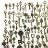 J1UL1N 125 Piece Retro Antique Brass Vintage Bronze Old Looking Decorative Key Lock Mix Metal Key Steampunk Charms Pendant Jewel