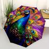 1pc Peacock Feathers Themed Umbrella, 8 Rib Frame,Automatic Opening 3 Fold Umbrella, Lightweight and Durable Couple Umbrella-156