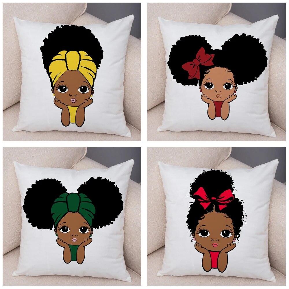 Home Decor African Baby Sofa Cushion Cover Bedroom Home Kids Room Decor Cute Cartoon Girl Pillowcase