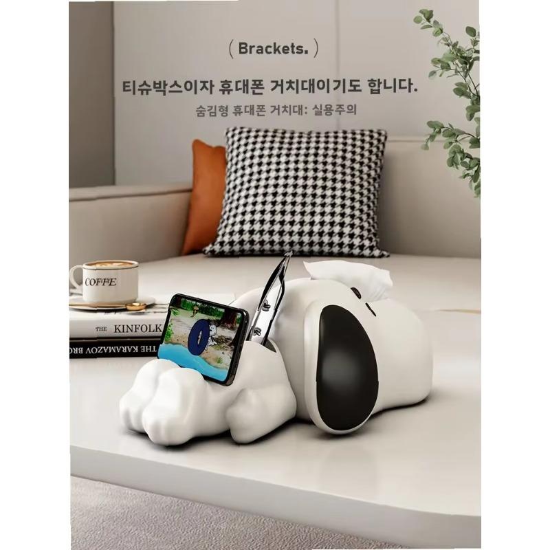 Multifunctional Resin Tissue Box Holder with Phone Stand & Remote Storage for Living Room Coffee Table Decor