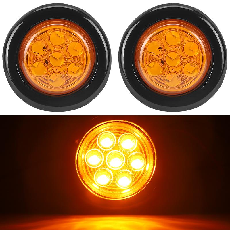 

12 В 2-дюймовый круглый задний фонарь 7 светодиодных боковых габаритных огней для скрытого монтажа сигнальная лампа для автомобиля, грузовика, прицепа, трактора, пикапа, квадроцикла, автобуса, грузовика