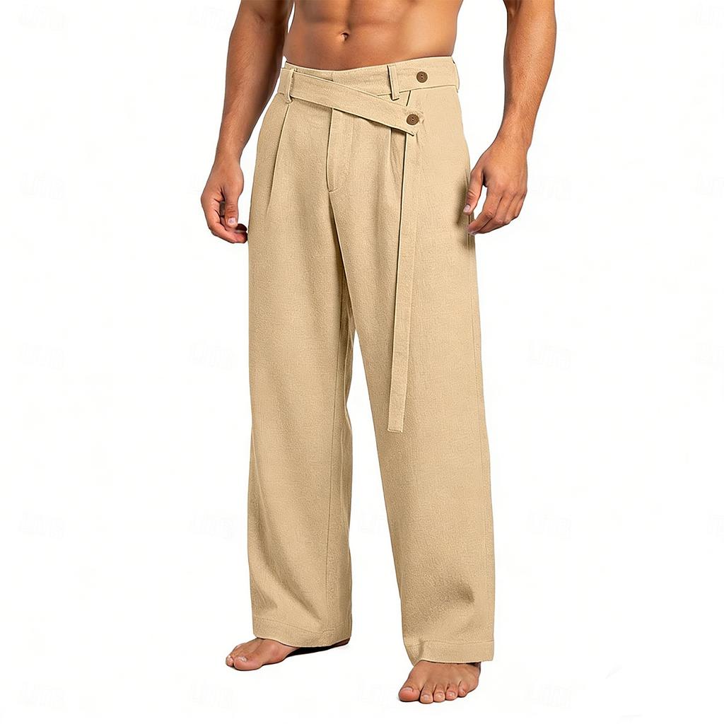 Herren Leinenhosen Hosen Sommerhosen Gerade Beine Einfach Komfort Atmungsaktiv Vollständig Lässig Täglich Urlaub Mode