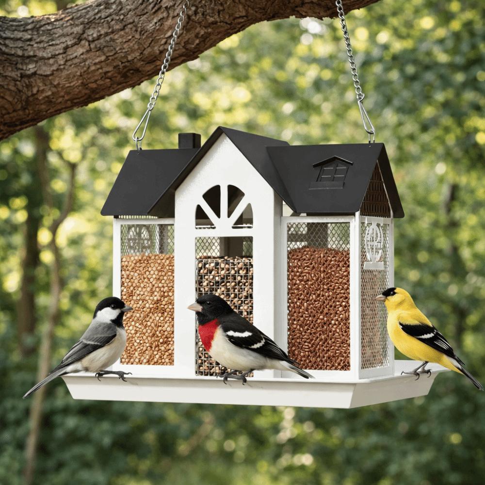 Metal Wild Bird Feeder Large Capacity Bird Feeding Station Hanging Bird Feeder  Outdoor Yard