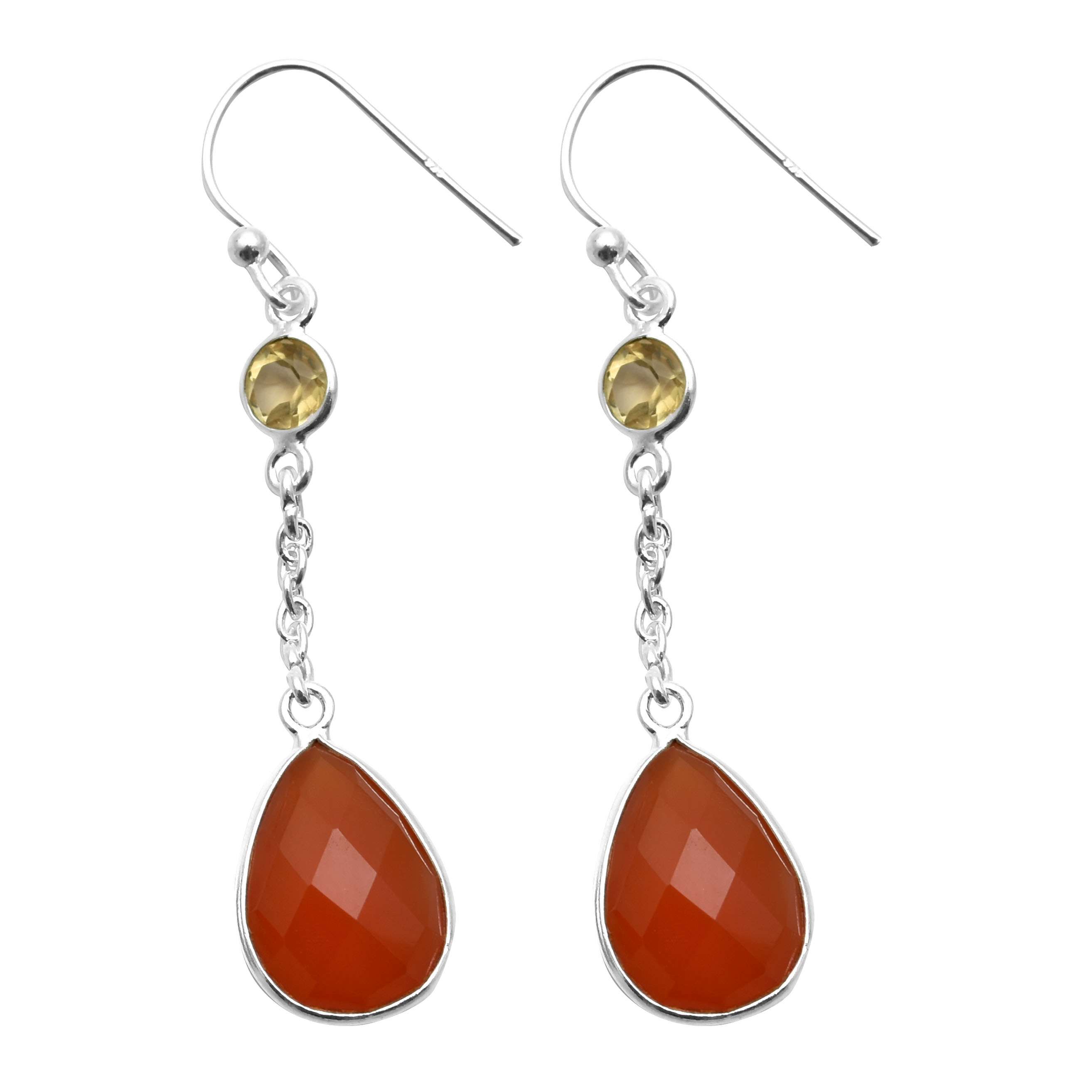 

Сердолик, цитрин, серьги с драгоценными камнями, твердые серьги из стерлингового серебра 925 пробы, серьги ручной работы, ювелирные изделия, подарок для женщин и девочек, E-3386