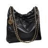 New Large-capacity First-layer Cowhide Gold Coin Bucket Bag, Genuine Leather Pleated Chain, Shoulder Bag, Fashion Garbage Bag, Bag.