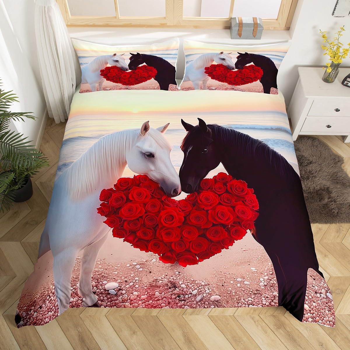 

Комплект постельного белья для мальчиков и девочек, размер «полный», пододеяльник с изображением скачущих лошадей, покрывало в стиле вестерн, фермерский дом, покрывало с дикими животными US Twin(172x218cm)