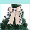 New Christmas Plaid Bow Ornament Double Layered Stylish Christmas Tree Decoration