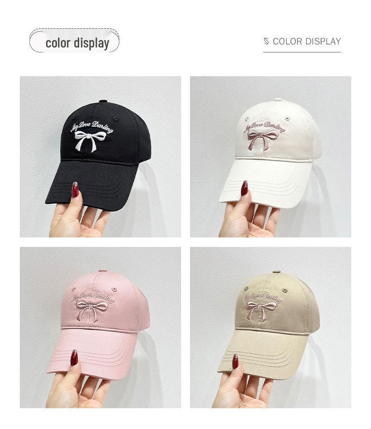 Spring/Summer Bow Embroidery Open-Top Hat: Women's Cute Ponytail Baseball Cap Fashion