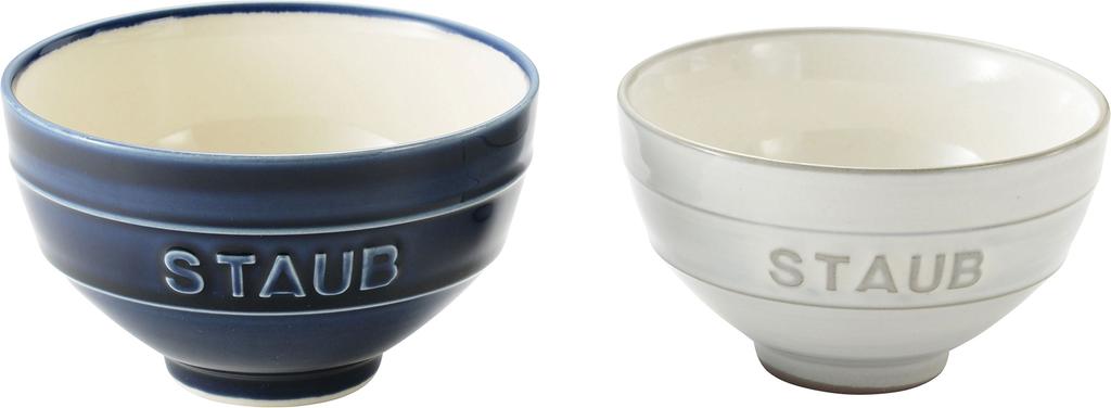 staub Ceramic Chawan Meoto Set KOHIKI White Blue L Made in Couple Bowl Rice Bowl Set Japanese Le Chawan "Le M/Grand Japan" [Authorized Product]