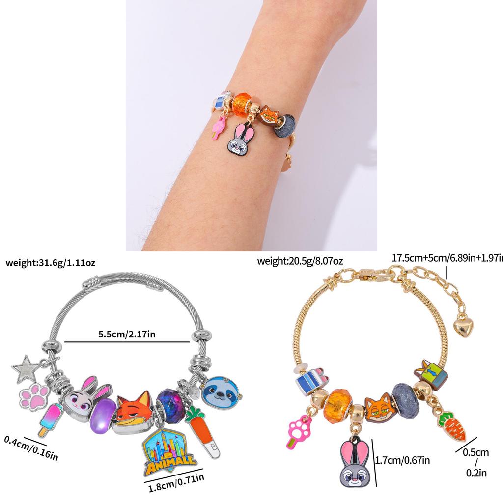 Braccialetto con Perline Personaggio Cartone Animato Zootopia Per Uomo e Donna Accessorio Gioiello