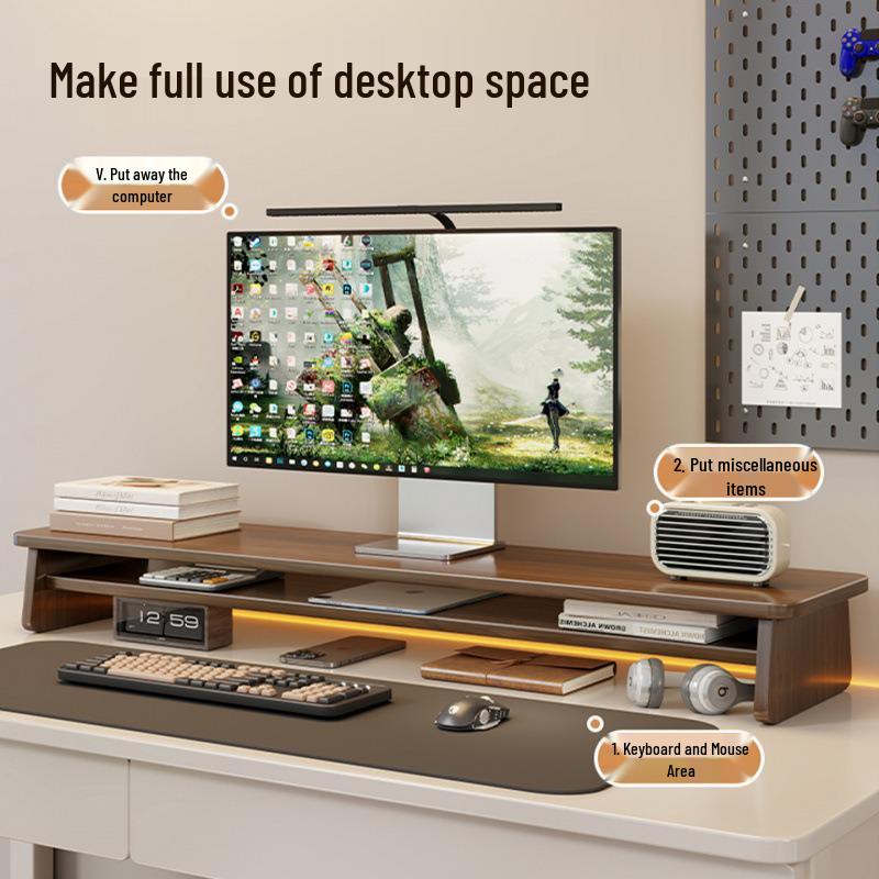 Adjustable Monitor & Laptop Desk Stand with Storage