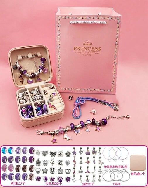 Diy Handmade Plaything Girl Bracelet Handmade Beaded Diy Material Wear Bead Necklace Girl Kids Birthday Plaything Present