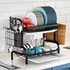 2025 New 2-Tier Stainless Steel Dish Rack with Utensil Holder - Compact Space-Saving Design & Rustproof Kitchen Organizer