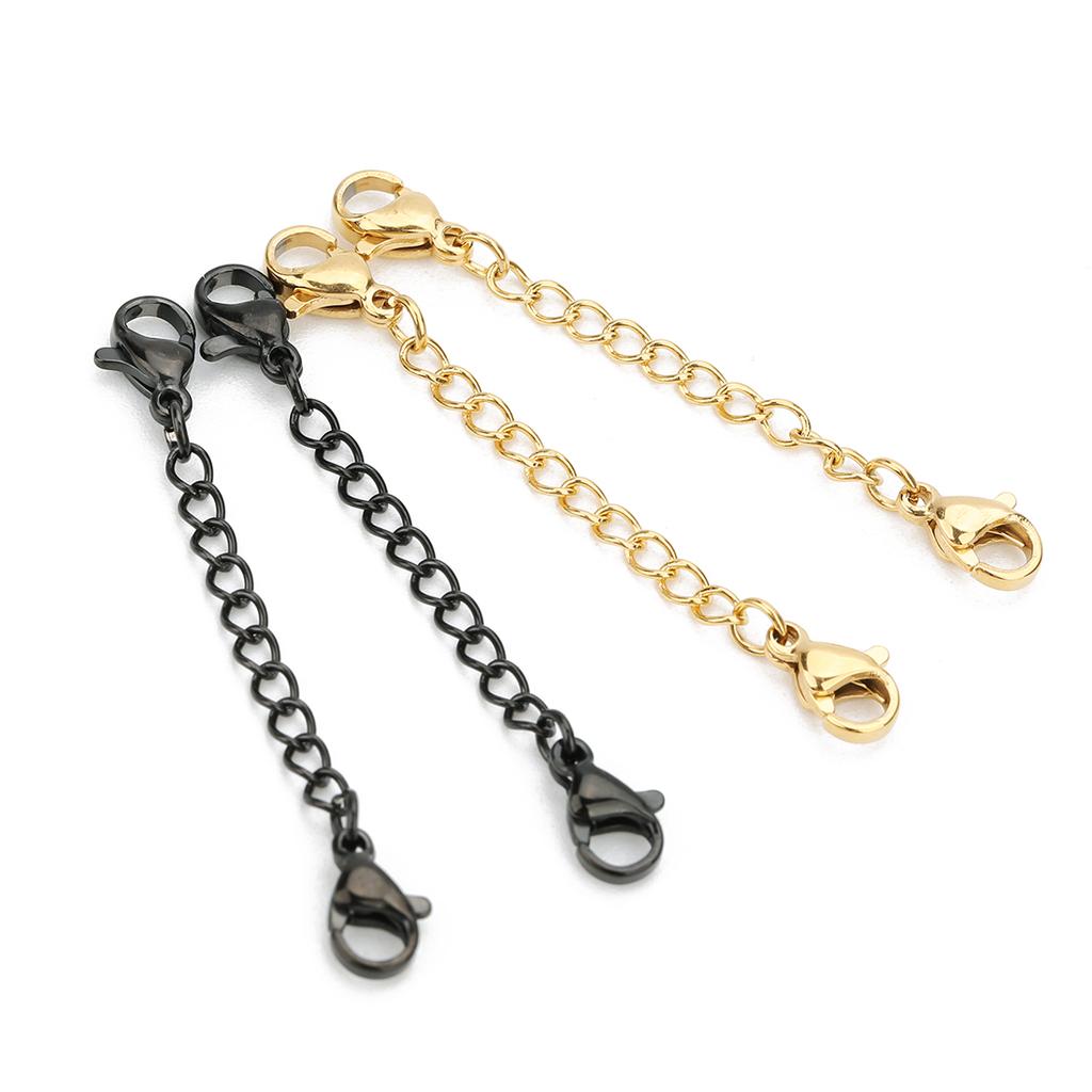 Louleur 5Pcs Stainless Steel Extension Chains With Lobster Clasp Necklace Extender Chain Extended Tail Chains For Diy Bracelet
