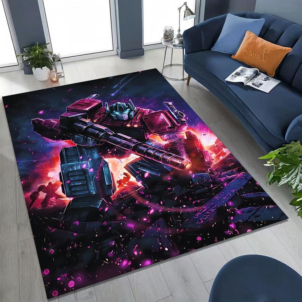 Cartoon T-Transformers Autobots Optimus Prime Rug for Bedroom Living Room Sofa Home Doormat Decor, Large Kids Non-slip Floor Mat