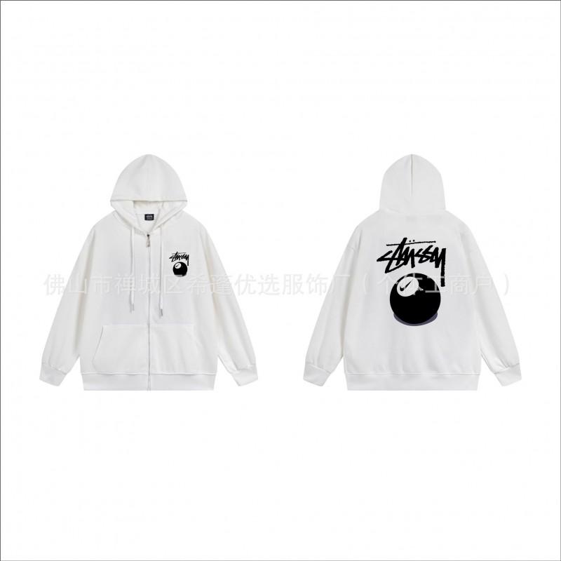 Hooded Zip-Up Sweatshirt Men Women Letter Print Loose Fit Casual Streetwear