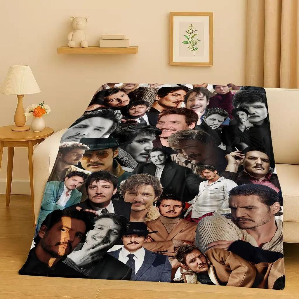 HD Pedro Pascal Schöner Schauspieler Flanelldecke, Ultraweiche Warme Plüschdecke für Zuhause Schlafzimmer Bett Sofa Abdeckung Kinder Picknick Geschenk