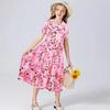 Spring Autumn Loose Fit Kids' Mesh Princess Dress - Chinese Style Short Sleeve Costume