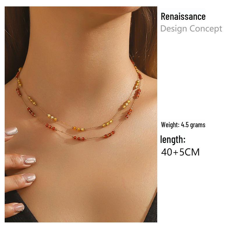 High-End European & American Stainless Steel Women's Crystal Necklace - Versatile, Non-Fading Light Luxury Fashion Accessory
