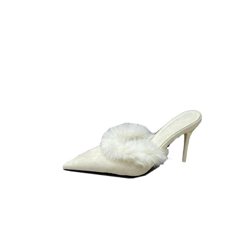 Xiaoxiangfeng Maomao High-heeled Cool Slippers Women's 2025 New Pointed-toed Thin-heeled Baotou Muller Rear Empty Fashion High Heels