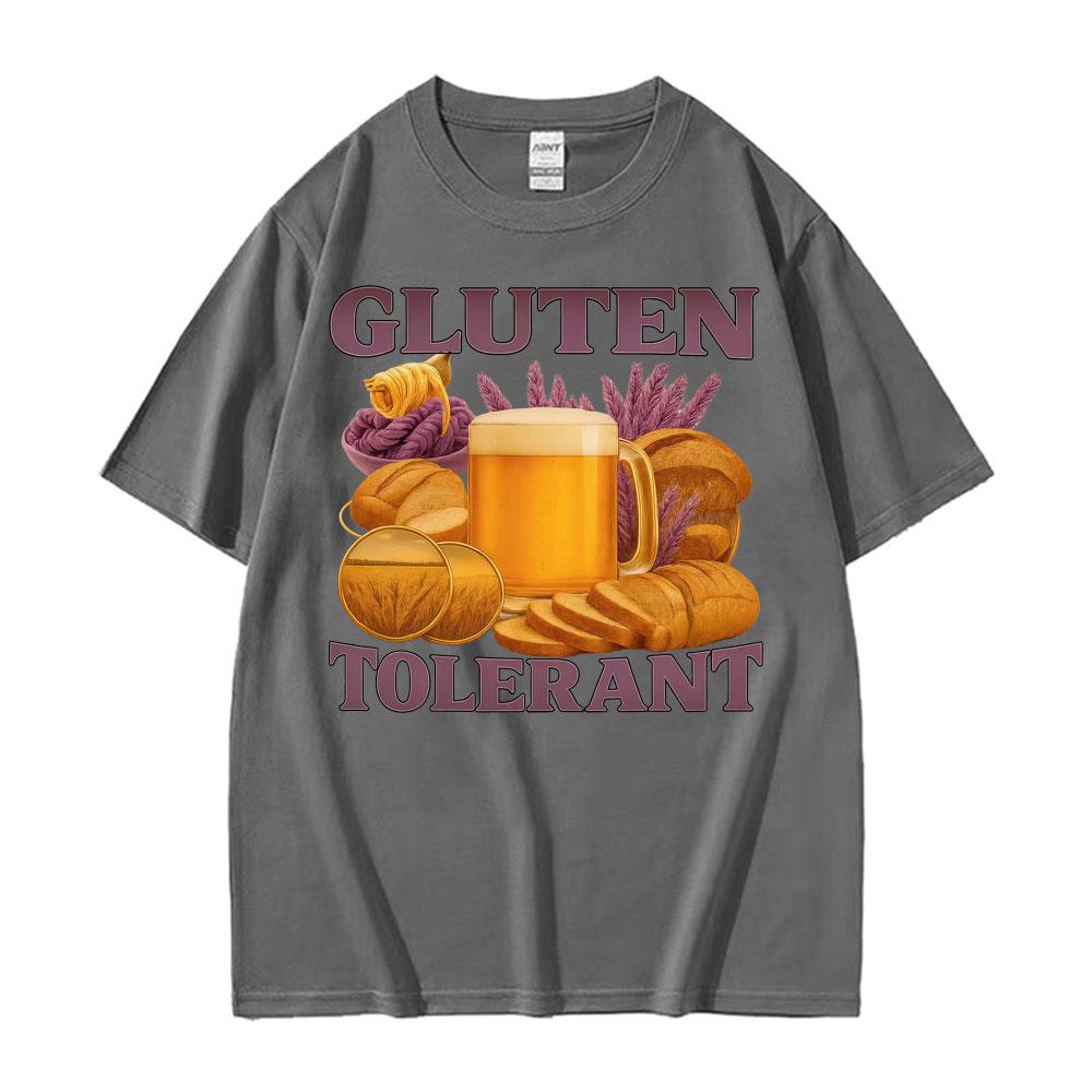 Gluten Tolerant Funny T Shirt Gluten Intolerant Lactose Meme Tee Shirt Unisex Women Fashion Vintage Humor Short Sleeve Tshirt Tops