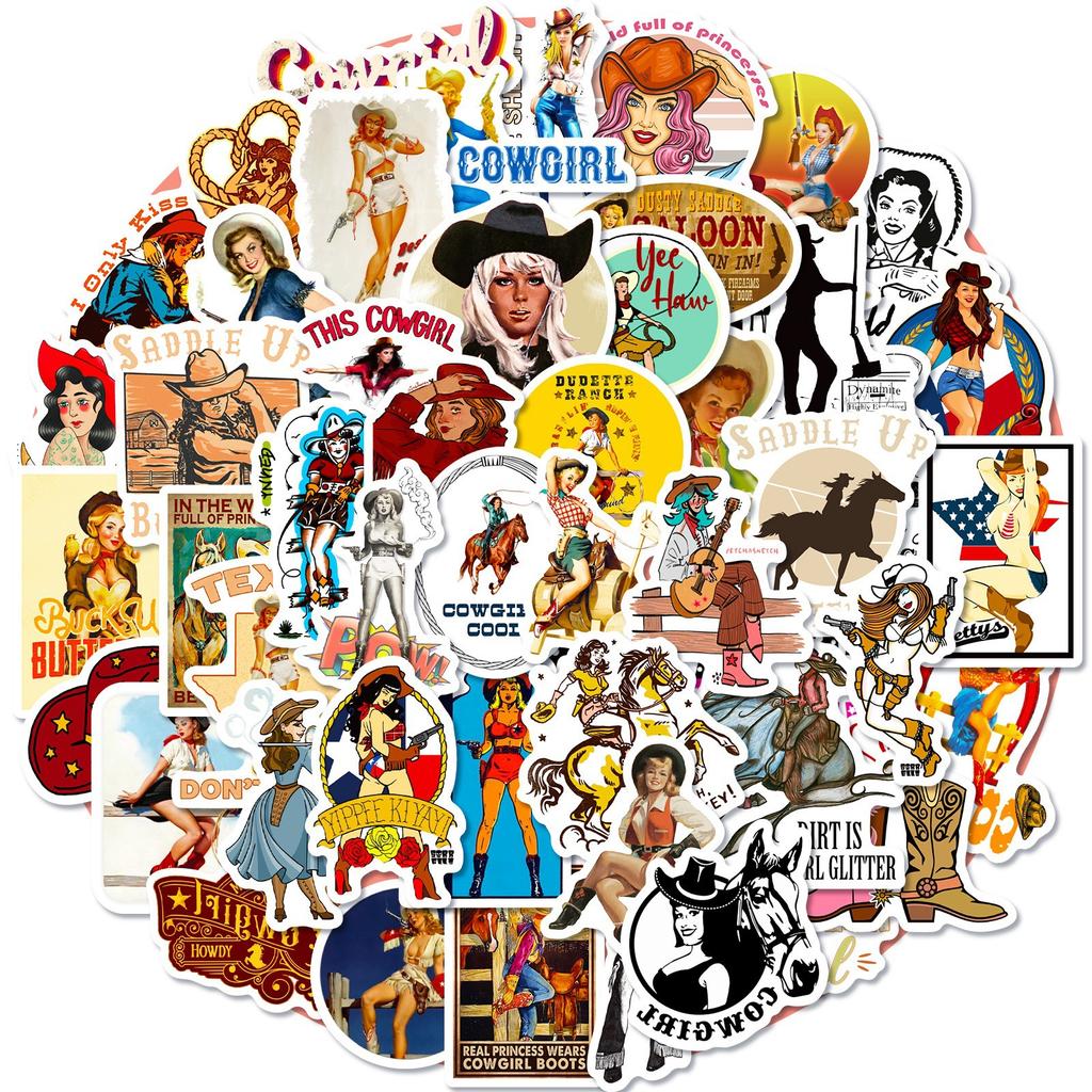 50 Fotos Western Denim Serie PP Material Wasserdichte Aufkleber Dekorieren Auto Koffer Wasserbecher