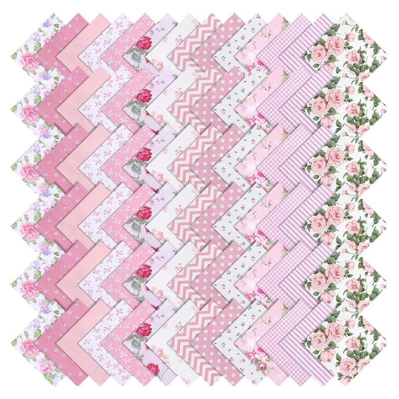 

A25F-Pink Charm Packs 84 Pcs 100% Polyester Fabric For Quilting, 5X5-Inch Squares Precut For DIY Crafts