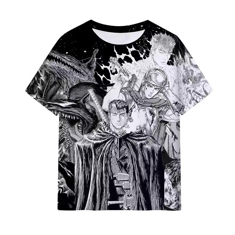 Anime Berserk T Shirt 3D Print Men Hip Hop T-shirts Summer Round Neck Short Sleeve Tops Harajuku Tees Man Clothing