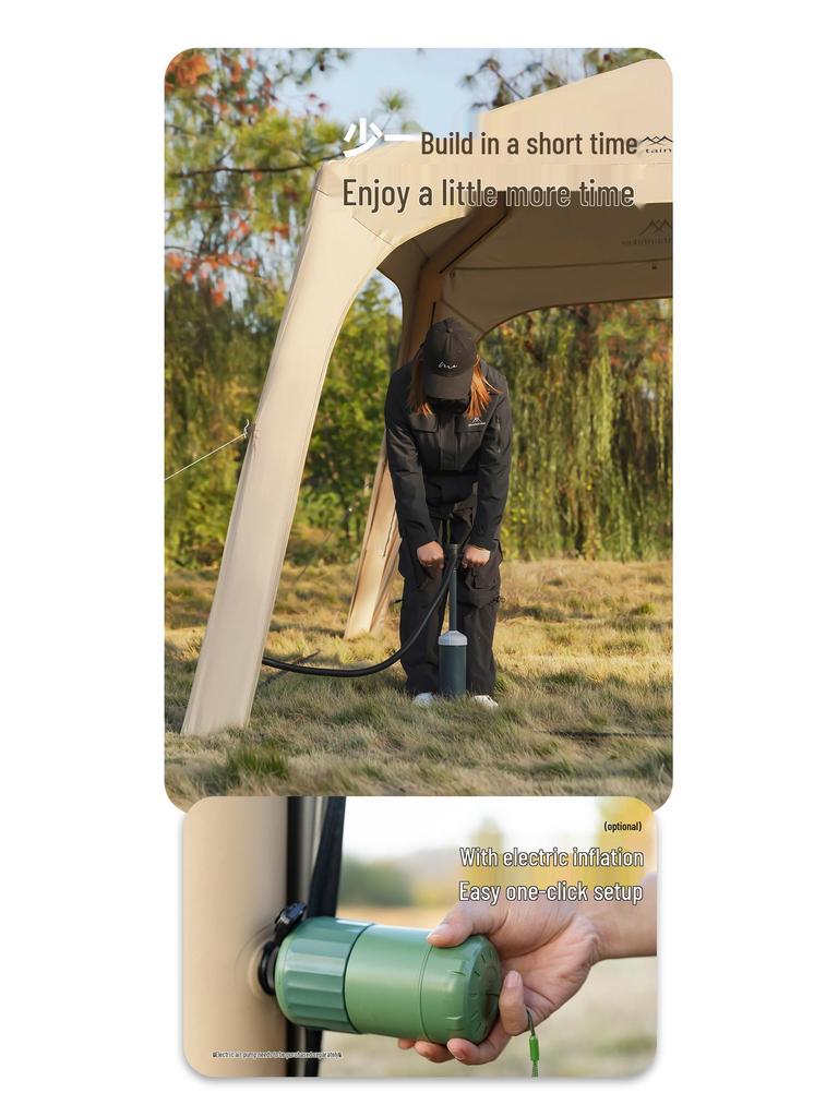 Inflatable Dome Canopy: Oxford Cloth, Silver-Coated, Sun-Protected, No-Assembly Camping Tent