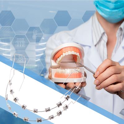 1 Pair Temporary Tooth Decoration with Storage Box Colored Dental Decor Braces Metal Wires Bracket for Daily Tooth Protect