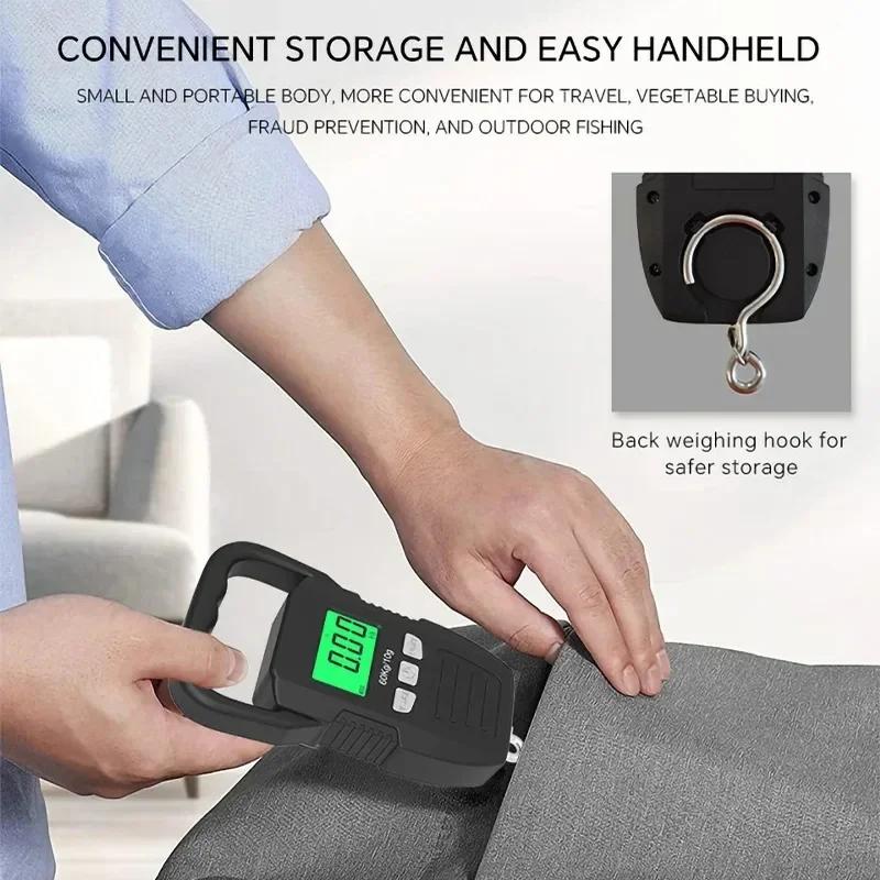 60kg/10g Digital Weight Scale Portable Electronic Luggage Hanging Scale USB Charging High-Precision Measurement Weighing Balance