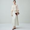 19mm Silk Flower Luo Summer Round Neck Dark Pattern Jacquard Loose Age Reducing Seven Quarter Sleeve T-shirt for Women