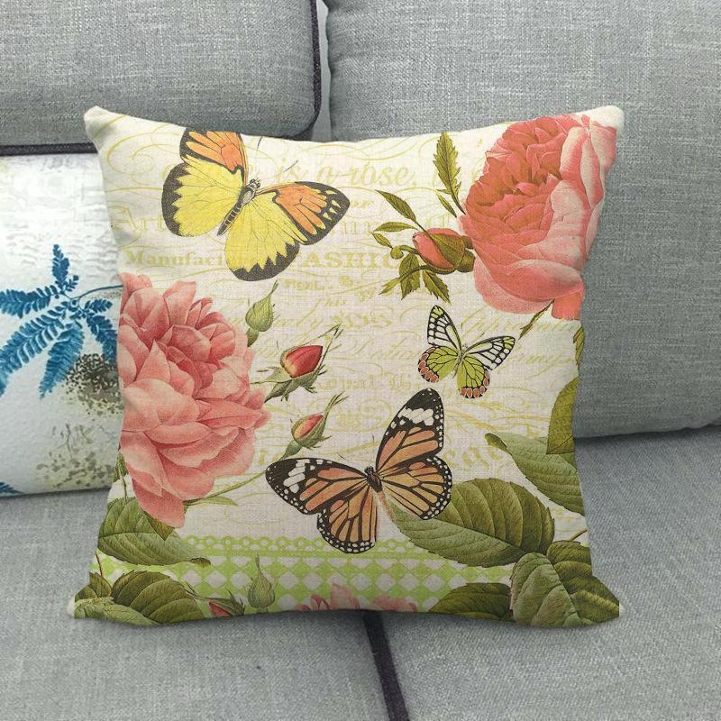 Nordic Butterfly Flower And Fruit Farm Digital Printing Short Plush Pillow Covers For Car Sofa Office Cushion Cover Home Goods
