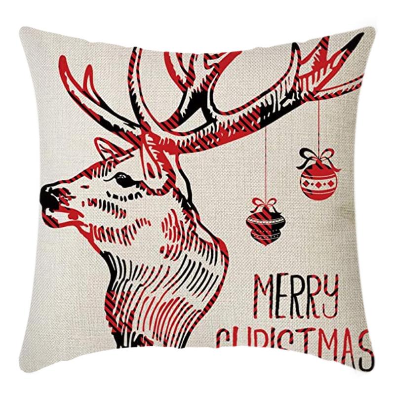 Christmas Throw Pillowcase Home Nordic Holiday Decoration Linen Super Soft Short Plush Sofa Pillowcase