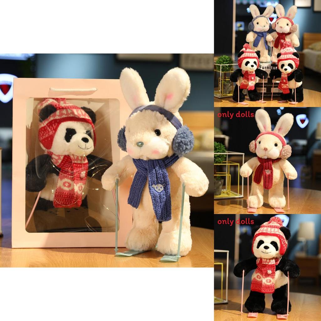 Cuter Rabbit And Panda Plush Toys With Ski Design For Kids And Gift Giving