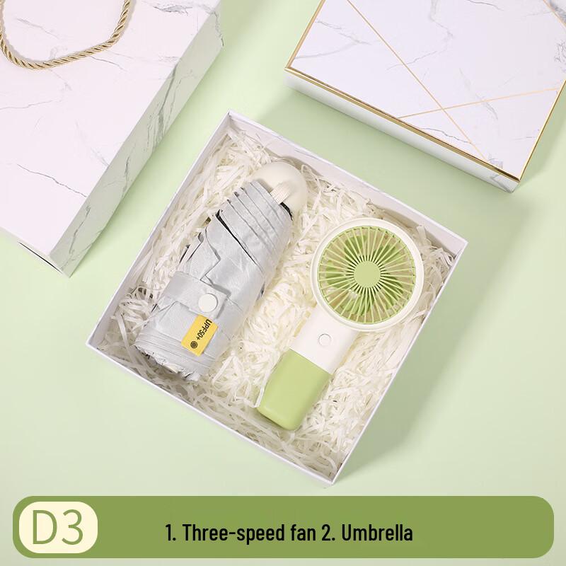 Cool Gift Set with Water Cup, Umbrella, and Mini Fan Umbrella & Mini Fan
