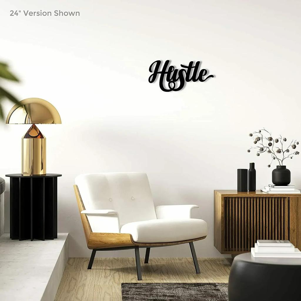 Hustle Metal Wall Sign Decorative Accent In Metal Art, Ideal for Living Room and Interior Decoration, Stylish Touch
