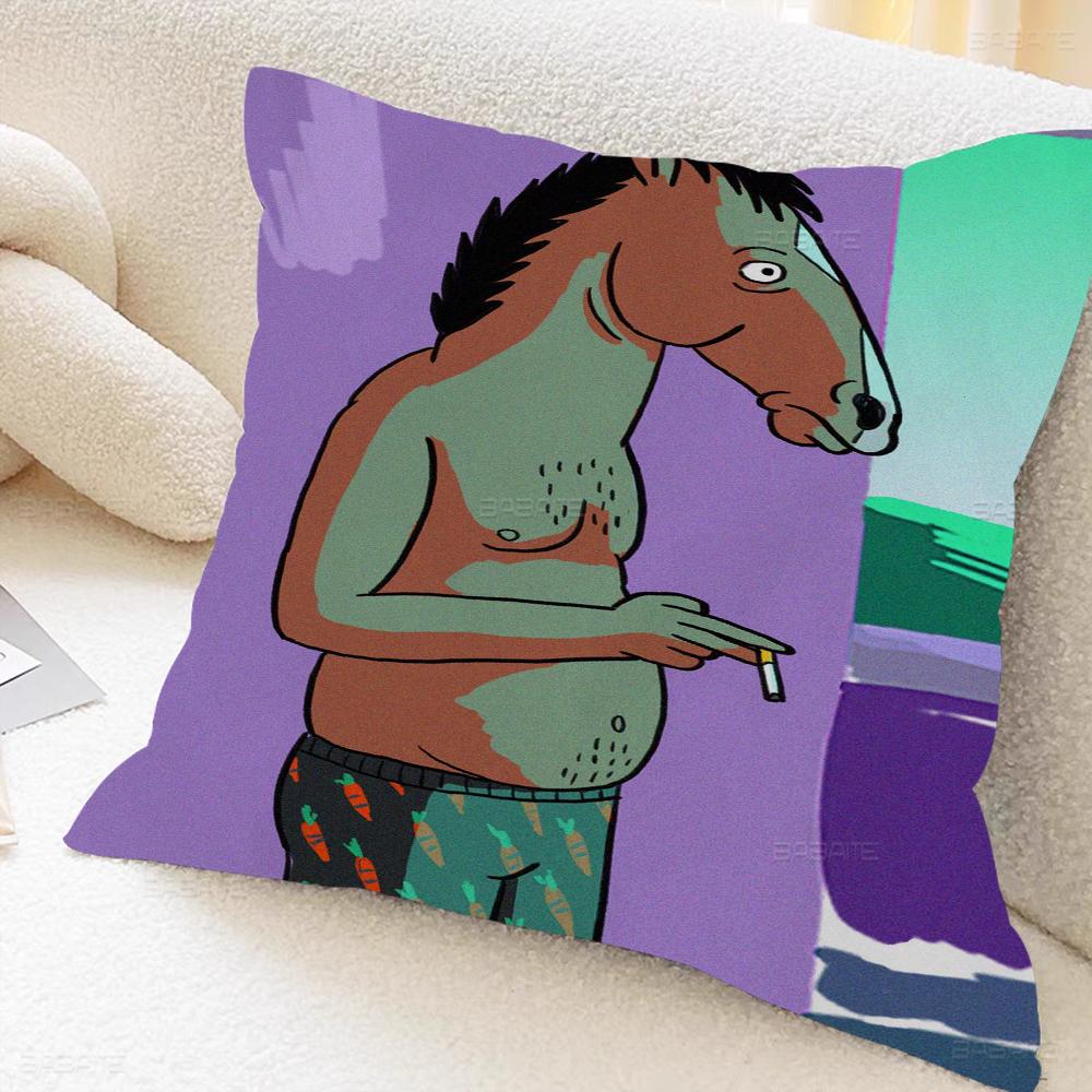 

B-BoJack Funny H-Horsemans Pillow Cushion Cover Pillowcase Living Room Sofa Home Decor Customized 16x16Inch